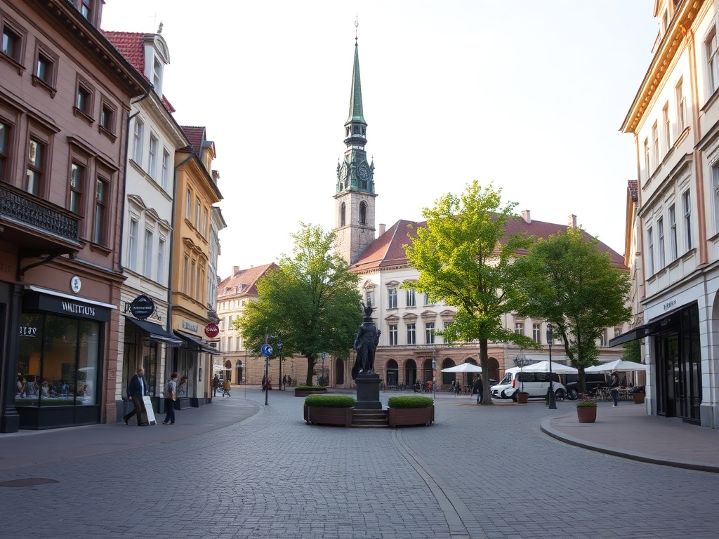 Mapa pokazująca rozmieszczenie usług w Białogardzie, kluczowe dla oceny infrastruktury miasta.